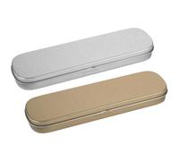GARVALON 2pcs Metal Pencil Boxes Stationery Storage Cases, Small Multi-Functional Pen Holders in Gold and Silver, Suitable for Office, School, and Makeup Brush Organizer