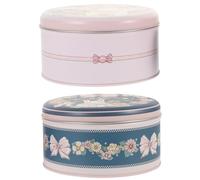 GARVALON 2Pcs Mini Round Shaped Iron Storage Boxes Lightweight Empty Containers for Candy Party Favors Household Organization Tins