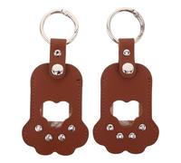 GARVALON 2pcs Pet Hair Memorial Keychain Set, PU Leather Dog Hair Keepsake Keyring with Paw Print, Fillable Storage Pendant for Pet Fur Collection and Memorializing, Dark Brown