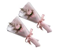GARVALON 2pcs Pink Eternal Rose Soap Flowers Bouquet, Delicate Rose Soap Flower Set for Graduation, Valentine’s Day, Festival Home Décor