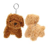 GARVALON 2Pcs Plush Dog Keychain Pendant for Stuffed Animal Cute Hanging Decor for Boys as Party Favors Brown