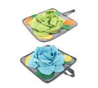 GARVALON 2pcs Rabbit Snuffle Mat Slow Feeding Cushion with 3d Flower Design Polar Fleece Non-slip Pet Toy for Anxiety Relief and Foraging Stimulation Suitable for Small Pets