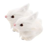 GARVALON 2pcs Realistic Simulation Rabbit Figurines Furry Plush Fake Bunny Models for Allergy-friendly Home and Garden Decor Mouse Deterrent Ornament