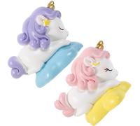 GARVALON 2pcs Resin Unicorn Figurines Miniature Ornaments Cute Cartoon Design Compact for Cake Party Balcony Patio Decoration Fairy Tale Animal Craft