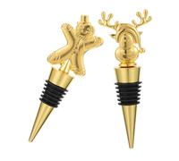 GARVALON 2pcs Reusable Holiday Wine Bottle Stoppers Decorative Reindeer and Gingerbread Man Cork Plugs Fit for Standard Bottles Seal for Wine Preservation Festive Party Favor