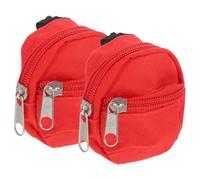 GARVALON 2pcs Scale Miniature Doll Backpack with Zipper and Pocket Cute Red School Bag for Scale Doll Scenes Lightweight Portable Mini Dollhouse Accessory Realistic Detail for Photography