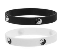 GARVALON 2pcs Silicone Yin Yang Tai Chi Wristbands Matching Friendship Bracelets for Men Women Street Dance Hip-hop Style Sports Fitness Wristbands