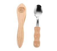 GARVALON 2pcs Traditional Wooden Musical Spoons Percussion with Handle Metal Rubberwood Rhythm Instruments for Music Learning Portable Folk Instrument for Parties and Classroom Fun
