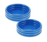 GARVALON 2pcs Tropical Dollhouse Decor for Scale Fairy Garden Inflatable Blue Swim Pool Accessories for Summer Role Playing and Sand Table Decoration