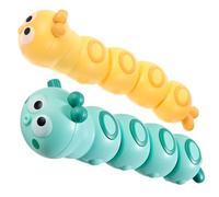 GARVALON 2pcs Wind-up Caterpillar, Interactive Cartoon Animal Plaything, Creative Funny Set with Yellow and Green for Childrens’ Parent Fun