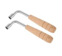 GARVALON 2pcs Wood Handle Harp Tuning Wrench for Lyre Harp Stringed Instruments Stainless Steel Tool for Precise Melody Adjustment