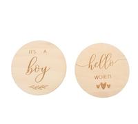 GARVALON 2Pcs Wooden Cards for Boys Newborn Growth Photo Props Round 10cm Diameter 0.3cm Thickness Growing Up Commemorative Cards