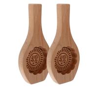 GARVALON 2pcs Wooden Moon Cake Molds Flower Pattern Pastry Baking Tools for Traditional Mooncake Making and Home Dessert Decoration