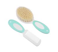 GARVALON 2pcs Wool Hair Brush and Boy Girl Grooming Boy Girl Massage and Scalp Care Natural Bristles Hair Comb for Easy Detangling Gentle Green