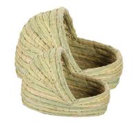 GARVALON 2pcs Woven Chicken Coop Nest Small Sleeping Bed Straw Laying Nest Slipper Shape Suitable for Rabbits Guinea Pigs Hamsters Birds and Small Animals