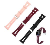 GARVALON 3 Pcs Silicone Replacement Watch Straps Set for Small Wrists, Adjustable Quick Release Bands Compatible with Versa, Sports Wristbands in Pink, Black, and Burgundy