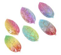 GARVALON 30 Pieces Gradient Color Resin Leaves DIY Accessories Set, Leaf Adornments for Handmade Crafts, 6 Color Variations Including Yellow, Purple, Pink, Green, Blue, and Red for Creative