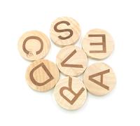 GARVALON 30mm Thick Natural Wood Alphabet Slices, 26 Uppercase Letters Round Wooden Discs, 7mm Thick Wood Craft Pieces for Educational and DIY Projects, 26pcs Set
