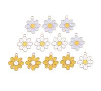 GARVALON 30pcs Alloy Flower DIY Pendants Eight-petal Chrysanthemum Charms for Handmade Necklace Bracelet Keychain Jewelry Craft Making