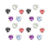 GARVALON 30pcs Heart-shaped Crystal Rhinestone Buttons with Metal Clasp Gems for DIY Clothing Shoes Jewelry and Crafts Silver Finish Bulk for Wedding and Party Embellishments