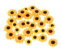 GARVALON 30Pcs Resin Sunflower Charms DIY Pendant Small Medium Large Flower Beads for Jewelry Making Bracelet Earrings Keychain Accessories Craft Supplies
