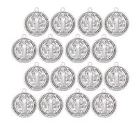 GARVALON 30Pcs Silver Saint Benedict Medal Pendants Precision Metalwork Catholic Sacramental Charms for Rosary Bracelets Necklaces Vintage Religious Devotional Medals for Spiritual