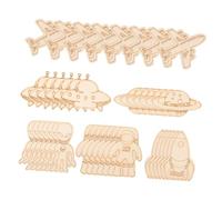 GARVALON 32pcs Outer Space Wooden Cutouts DIY Craft for Party Decorations Unfinished Planet and Rocket Wood Chips Creative Home Decor for Birthday and Solar System Themes