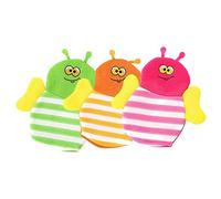 GARVALON 3pcs Baby Bath Mitts for Toddlers Cartoon Animal Pattern Bath Gloves Green Yellow Red Set