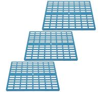 GARVALON 3pcs Bunny Rabbit Cage Mats Plastic Feet Pads 34x25x1cm Blue Small Animal Floor Mats for Hamster Accessories and Pet Hutch Bedding