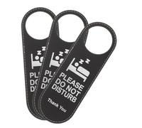 GARVALON 3Pcs Double-sided PU Leather Do Not Disturb Door Signs with Make Up Text Wear-resistant Hotel Door Hangers for Bar Shop Club Over Handles