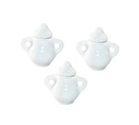 GARVALON 3pcs Miniature Porcelain White Tea Jugs Dollhouse Kitchen Decors Ceramic Mini Sugar Pots for DIY Crafts Photography Props and Micro Landscape Accessories