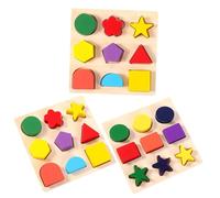 GARVALON 3Pcs Montessori Wooden Shape Sorter for Early Education Fine Motor Skill Development Educational Puzzle Boys
