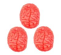 GARVALON 3pcs Realistic Fake Human Brain Model Halloween Scary Brain Prop Vinyl Tabletop Decor Educational Organ for Teaching and Party Pranks