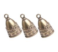 GARVALON 3Pcs Rustic Antique Copper Bell Pendants DIY Jingle Bells Ornaments for Christmas Tree Wreath Holiday Festival Crafting Decorations