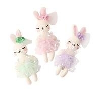 GARVALON 3pcs Small Plush Bunny Dolls Soft Stuffed Rabbit in Pastel Green Purple Pink for DIY Crafts Handmade Supplies Cute Animal Decor for Home and Family Sharing