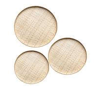 GARVALON 3pcs Stylish Bamboo Woven Dustpan Storage Decorative Basket for Bread Fruits Snacks