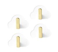 GARVALON 4 Pcs Adhesive Wall Hooks No Drilling Cloud-Shaped Hat Bag Holder for Kitchen Bathroom Bedroom Strong Load-Bearing Space-Saving Organizers White