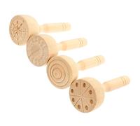 GARVALON 4 pcs Wooden Clay Tools Clay Molds for Stampers Kids Crafting Set for Pattern Making DIY Modeling Decorative Stamping and Hands-on Creative Activities