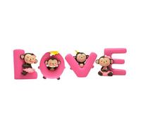 GARVALON 4 Pieces Resin Monkey Cake Toppers Set Love Pattern Non-Edible Baking Cake Decorations for Birthday Party Romantic Valentine’S Day