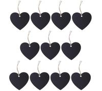GARVALON 40pcs Wooden Tags Heart Shape Unfinished Blank Wooden Heart Shape Label Lightweight Writeable Surface Black Simple Design Decoration for Stationery and Art Crafts