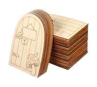 GARVALON 45pcs Wooden Fairy Door for Miniature Gardens and DIY Crafts Unpainted Tiny House Accessories with Door-window Mushroom and Windowless Styles Dollhouse Fairy Doors for Creative