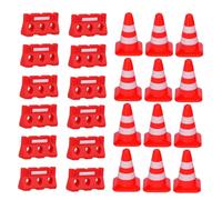 GARVALON 48pcs Mini Traffic Roadblock for Bright Red Road Cones and Fences Educational Plaything for Cognitive Learning Role Play Sharing Birthday