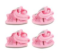 GARVALON 4pcs Breathable Dog Shoes Summer Mesh Cotton Non-slip Puppy Boots Protect Paws from Hot Pavement Pink for Deck and Outdoor Use