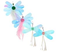 GARVALON 4pcs Cat Teaser Wand Replacement Heads with Sequin Butterfly and Dragonfly Plume Refills for Interactive Indoor Play and Exercise Vibrant Colors High-durability Tips for Cat
