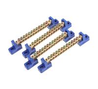 GARVALON 4pcs Copper Ground Terminal Blocks with Base, 12-hole 6x9mm Electrical Bus Bars for Circuit Box Wiring, Blue Grounding Bus Bar Wire Connector for Industrial Electrical Use