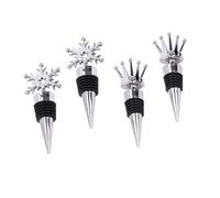 GARVALON 4pcs Creative Silver Wine Stoppers Decorative Wine Bottle Plugs with Smooth Edges Easy Insert and Remove for Home Bar Party