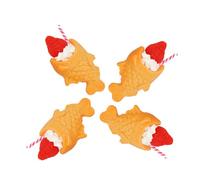 GARVALON 4pcs Cute Imitation Taiyaki Fish Food Keychain Japanese Snack Pendant Charms Lightweight Portable Ornament and Party Favors