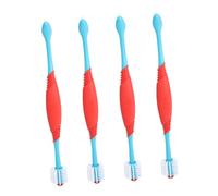 GARVALON 4pcs Double-Ended Pet Toothbrushes Soft Bristle Dog Tooth Cleaning Brushes for Puppies and Cats Comfortable Deep Mouth Cleaning Plastic TPE Material