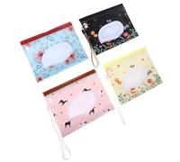 GARVALON 4pcs Eva Wet Tissue Case Portable Wipe Holder with Window for Easy Dispensing, Can be Affixed to Diaper Bags or Strollers, Wearable the Wrist, Compact and Reusable Wet Wipe