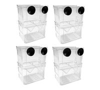 GARVALON 4pcs Floating Aquarium Breeding Box Double Layer Fish Hatchery Incubator Clear Isolation Tank for Betta Guppy Clownfish Fry Safety and Growth